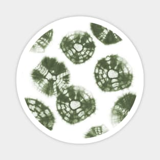 Shibori Kumo tie dye sage green dots over white Magnet